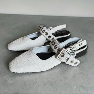 Rag & Bone Moto Astra Boucle Slingback Flats Denim Blue